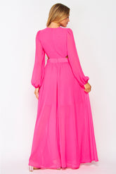 Hot Pink Royal Palms Maxi Dress